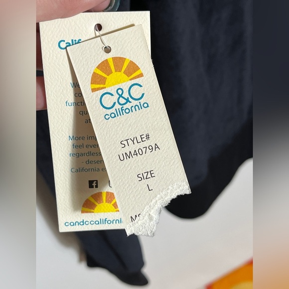 C&C California Velour Black Stripe Full Zip Black Hoodie Large - Picture 8 of 13